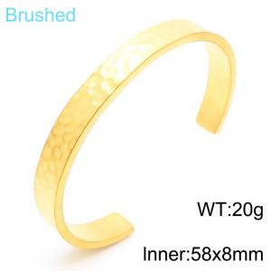 Stainless steel 58x8mm C-shaped open bracelet personality LOGO lettering adjustable brushed gold bracelet - KB165117-KFC