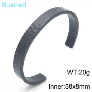 Stainless steel 58x8mm C-shaped open bracelet personality LOGO lettering adjustable brushed black bracelet - KB165119-KFC