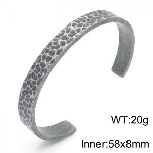 Stainless steel 58x8mm C-shaped open bracelet personality LOGO lettering adjustable oxidized black bracelet - KB165120-KFC