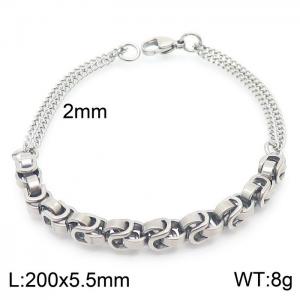 Cool wind stainless steel two-layer stitching imperial chain men's and women's bracelets - KB165132-Z