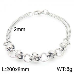 Stainless steel spliced double pearl knotted chain bracelet for men and women - KB165134-Z