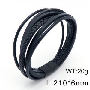 Stainless Steel Leather Bracelet - KB165140-KFC