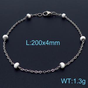4mm Stainless Steel Silver Plated Bracelet with White Beads - KB165144-Z