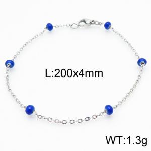 4mm Stainless Steel Silver Plated Bracelet with Purple Beads - KB165150-Z