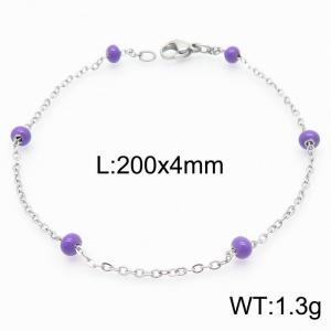 4mm Stainless Steel Silver Plated Bracelet with Indigo Beads - KB165152-Z