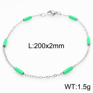 Stainless steel 200x2mm  welding chain minimalist design sense INS style trendy green charm silver bracelet - KB165160-Z