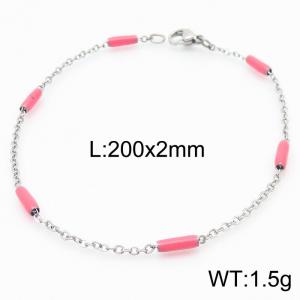 Stainless steel 200x2mm  welding chain minimalist design sense INS style trendy red charm silver bracelet - KB165164-Z