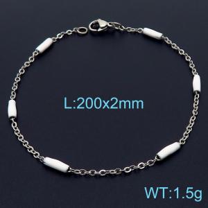 Stainless steel 200x2mm  welding chain minimalist design sense INS style trendy white charm silver bracelet - KB165168-Z