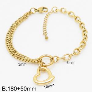 Female Jewelry Peach Heart 18K Gold Plated Double Vine Chain Stainless Steel Bracelets - KB165305-Z