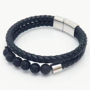 Stainless Steel Leather Bracelet - KB165326-NT