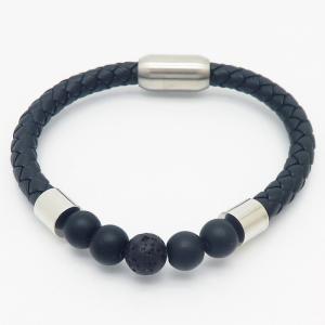 Stainless Steel Leather Bracelet - KB165329-NT