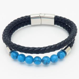 Stainless Steel Leather Bracelet - KB165338-NT