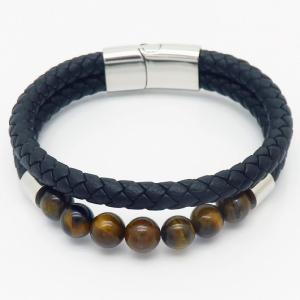 Stainless Steel Leather Bracelet - KB165339-NT