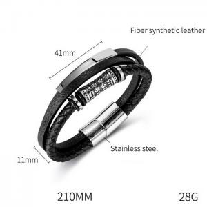 Stainless Steel Leather Bracelet - KB165506-WGTY