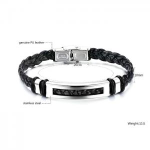 Stainless Steel Leather Bracelet - KB165521-WGTY