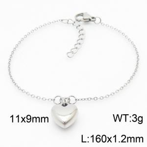 Wholesale Simple Jewlry Heart Silver Color Stainless Steel Bracelets & Bangles Women - KB165581-Z
