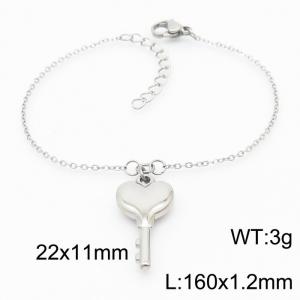 Fashion Simple Heart Key Pendant Stainless Steel Bracelets & Bangles Jewelry Women - KB165586-Z