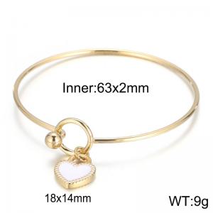 Simple Drop Glue White Heart Circle Open Bracelet 18K Gold Plated Stainless Steel Bangles - KB165588-Z