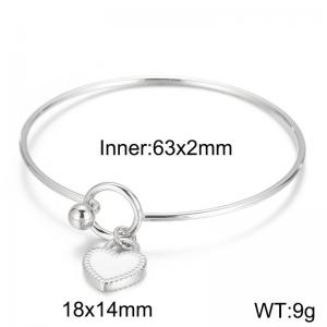 Simple Drop Glue White Heart Circle Open Bracelet Stainless Steel Bangles For Women - KB165590-Z