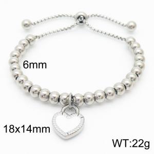 Fashion Drop Glue White Heart Beaded Adjustable Bracelets Stainless Steel Bangles For Women - KB165593-Z