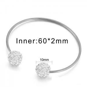 Full diamond ball C-shaped personality double mud diamond ball opening Bangle - KB165769-Z