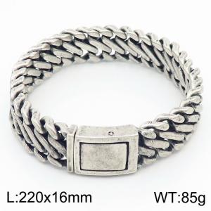 Vintage Stainless Steel Braid 16mm bracelet Round Ground Hollowed out men's bracelet - KB166033-KJX