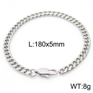5mm Silver Color Stainless Steel Cuban Link Chain Bracelets For Women Men - KB166137-ZZ