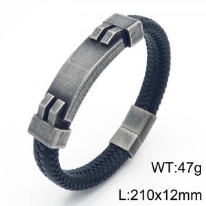 Personality titanium steel ornaments fashion casual unisex leather rope bracelet - KB166211-KFC