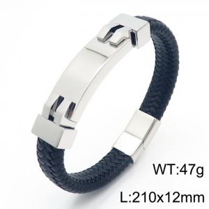 Personality titanium steel ornaments fashion casual unisex leather rope bracelet - KB166212-KFC