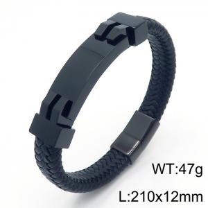 Personality titanium steel ornaments fashion casual unisex leather rope bracelet - KB166213-KFC