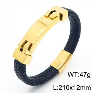 Personality titanium steel ornaments fashion casual unisex leather rope bracelet - KB166214-KFC
