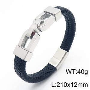 Fashion personality casual stainless steel hollowed out accessories leather rope bracelet - KB166217-KFC