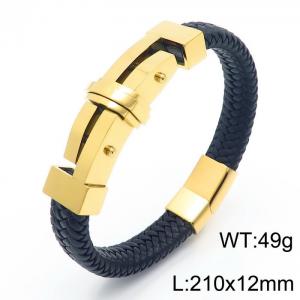 Fashion personality Stainless steel leather braided magnetic buckle bracelet - KB166223-KFC