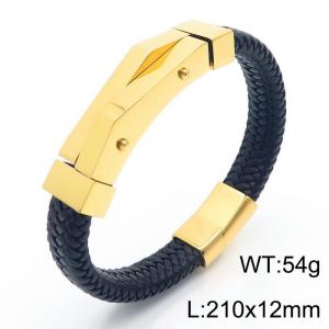 Fashion personality Stainless steel leather braided magnetic buckle bracelet - KB166227-KFC