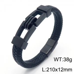 Personality titanium steel ornaments fashion casual unisex leather rope bracelet - KB166240-KFC