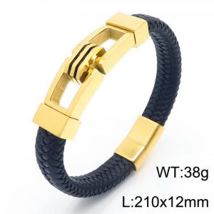 Personality titanium steel ornaments fashion casual unisex leather rope bracelet - KB166241-KFC