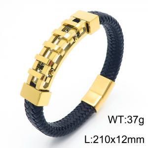 Personality titanium steel ornaments fashion casual unisex leather rope bracelet - KB166255-KFC