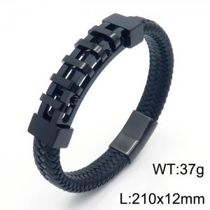 Personality titanium steel ornaments fashion casual unisex leather rope bracelet - KB166256-KFC