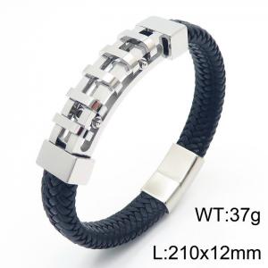 Personality titanium steel ornaments fashion casual unisex leather rope bracelet - KB166257-KFC
