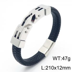 Personality titanium steel ornaments fashion casual unisex leather rope bracelet - KB166259-KFC