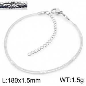 1.5mm Silver Color Stainless Steel Herringbone bracelet with Special Marking - KB166315-Z