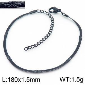 1.5mm Black Color Stainless Steel Herringbone bracelet with Special Marking - KB166317-Z
