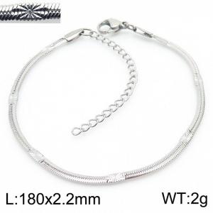 2.2mm Silver Color Stainless Steel Herringbone bracelet with Special Marking - KB166318-Z
