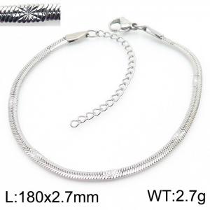 2.7mm Silver Color Stainless Steel Herringbone bracelet with Special Marking - KB166321-Z