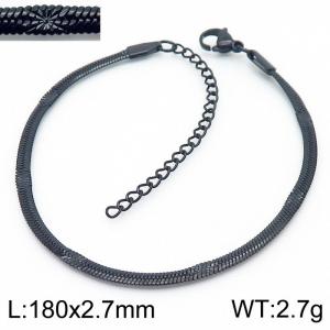 2.7mm Black Color Stainless Steel Herringbone bracelet with Special Marking - KB166323-Z