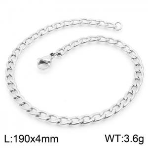 4mm Silver Color Stainless Steel Chain Bracelet For Women Men Fashion Jewelry - KB166477-Z