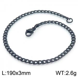 3mm Black Stainless Steel Chain Bracelet For Women Men Fashion Jewelry - KB166483-Z