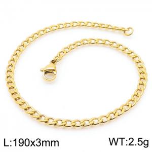3mm Gold Color Stainless Steel Chain Bracelet For Women Men Fashion Jewelry - KB166484-Z
