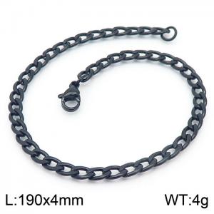 4mm Black Stainless Steel Chain Bracelet For Women Men Fashion Jewelry - KB166485-Z