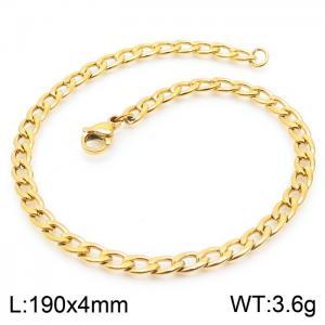 4mm Gold Color Stainless Steel Chain Bracelet For Women Men Fashion Jewelry - KB166486-Z